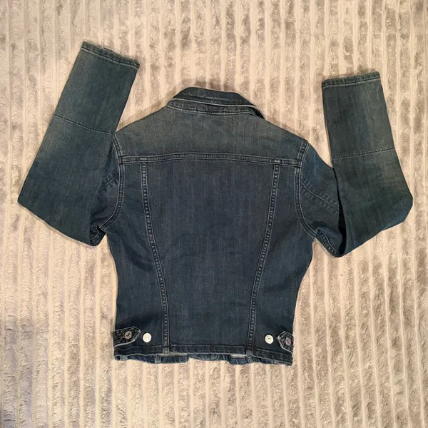 80s/90s Retro Levis Women Dark Wash Denim Trucker Jacket Zipper‎ Cuffs Size M - Image 8