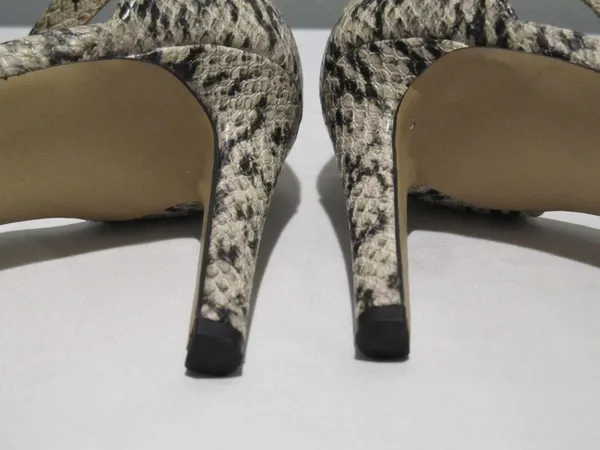 Franco Sarto Mali Snakeskin Black Heels Women’s Size 8 Ankle Strap Dress Shoes - Image 10