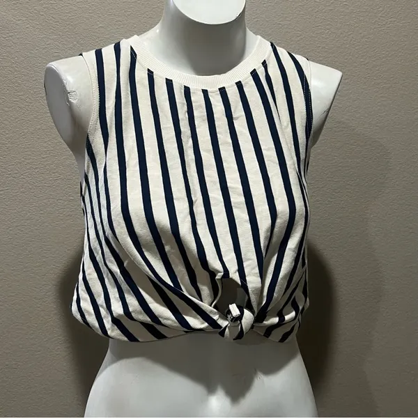 Zara Women's Striped Knotted Crop Tank Top Multicolor Size S - Image 7