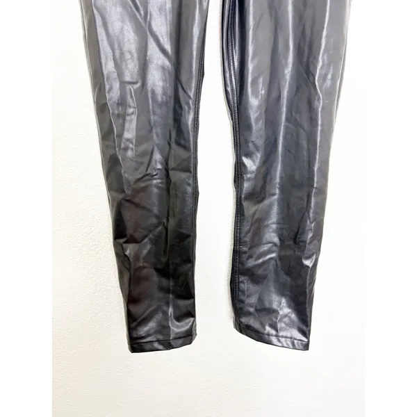 Abercrombie & Fitch High Rise 90s Straight Vegan Leather Pant Size 6/28 Black - Image 9