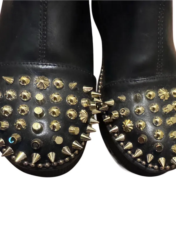 NWOT Cape Robin Pull-on Ankle Booties with Spikes- Black Gold Goth Punk Size 6 - Image 7