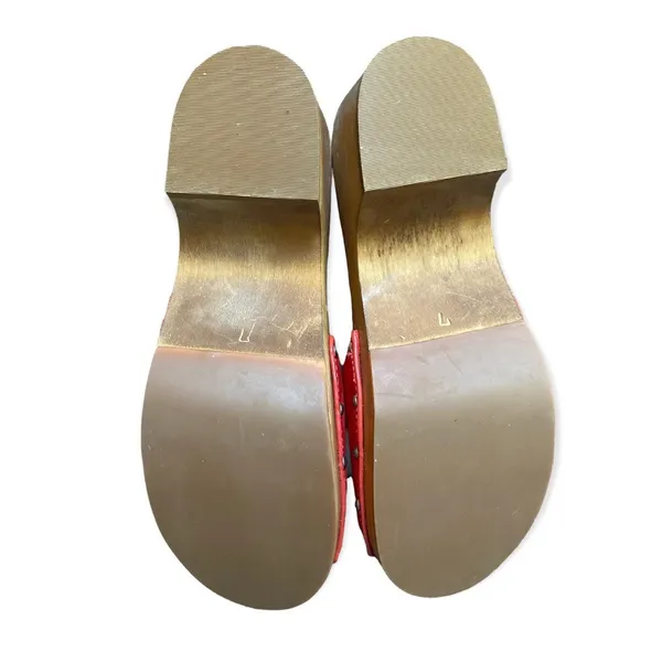 KDB Kelsi Dagger Brooklyn Red-Orange Wood Clogs Size 7 Excellent Condition - Image 5