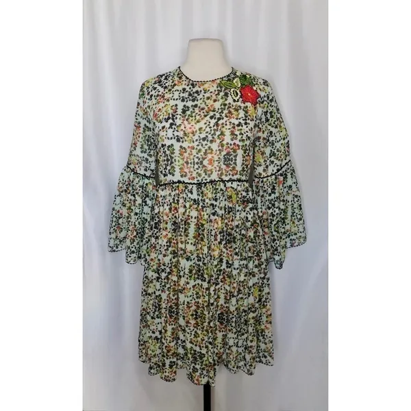 Anthropologie BHANUNI by JYOTI Libra Embroidered Tunic Dress Floral Size 2 - Image 2