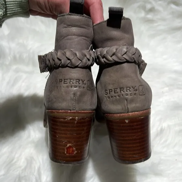 Sperry braided booties, grey‎ leather, size 8 - Image 7