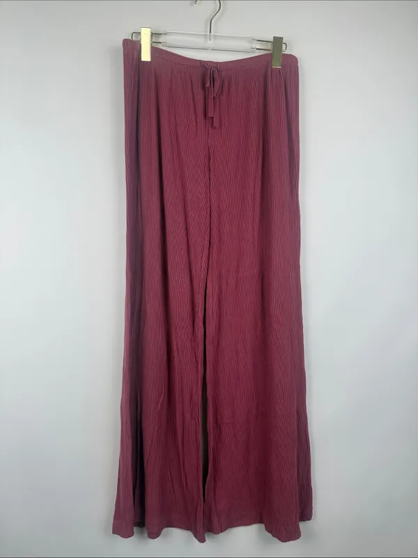 Auden Women's Cozy Ribbed Wide Leg Pants - Rose Pink Size Medium - Image 3