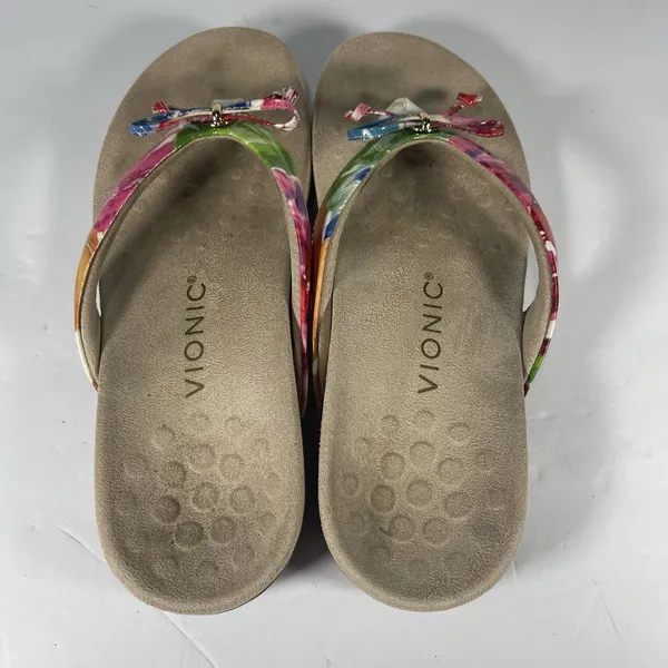Vionic Women’s Floral Thong Sandals Multicolor/Beige Slip On US 7 EU 38 - Image 6