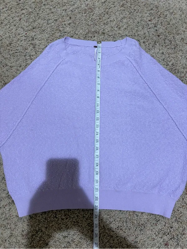 Free People Found My Friend Textured Pullover Sweatshirt Lilac Purple Small - Image 10