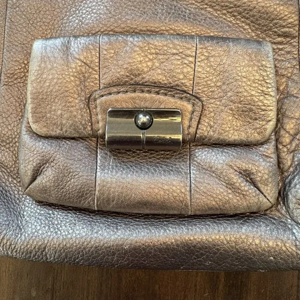 Coach Kristin Metallic Gold Pebbled Leather Hobo Bag Convertible Handbag - Image 5