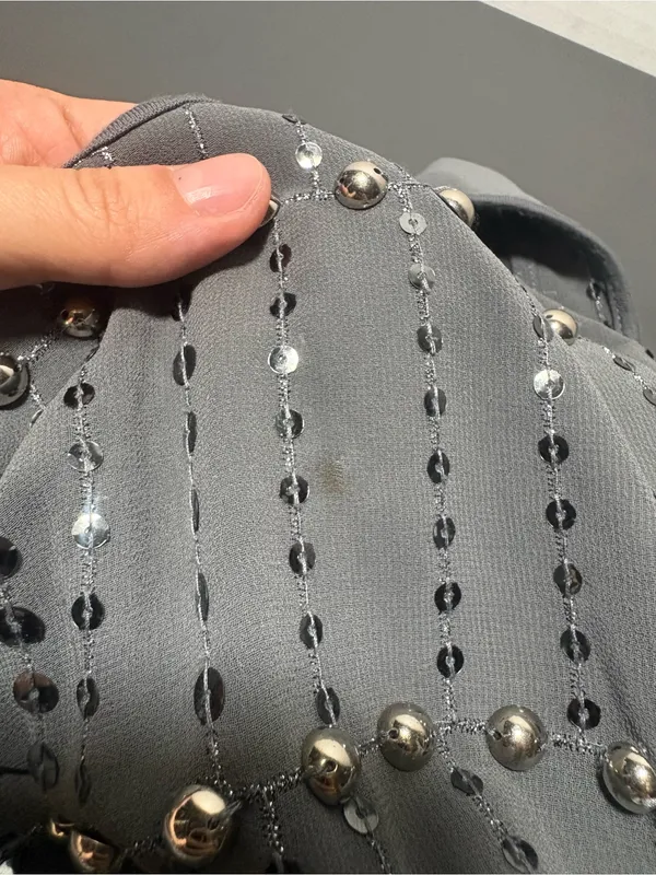 EXPRESS Y2K Studded Grey Racerback Tank Top - Image 7