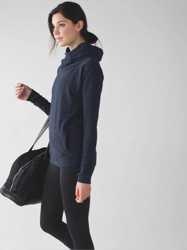 Lululemon Stress Less Hoodie Heathered Naval Blue Size 12 - Image 7