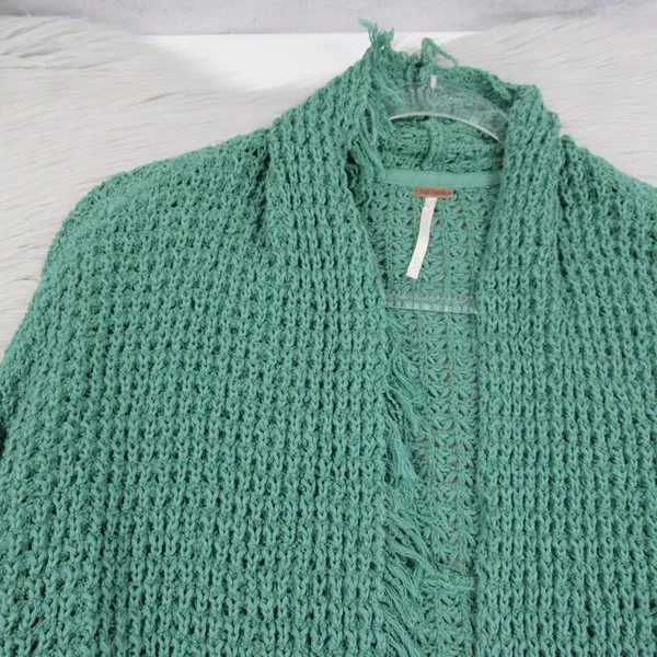FREE PEOPLE I’ll Be Around Silk Blend Green Knit Oversized Cardigan Size Medium - Image 4