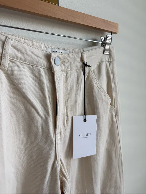 Hidden Jeans Nori High Rise Super Wide Leg Cream Pants Size 25 NWT - Image 9