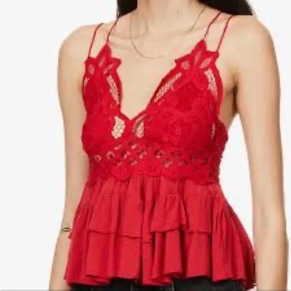 Intimately FREE PEOPLE ADELLA lace smocked back ruffled camisole New With Tags - Image 2