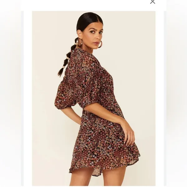 Free People Bonnie Boho Floral Print Mini Dress, EUC, Size Medium, MSRP $148 - Image 3