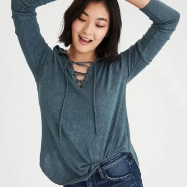 ✨ Ae Soft & Sexy Plush Lace-Up Hoodie✨ - Image 7