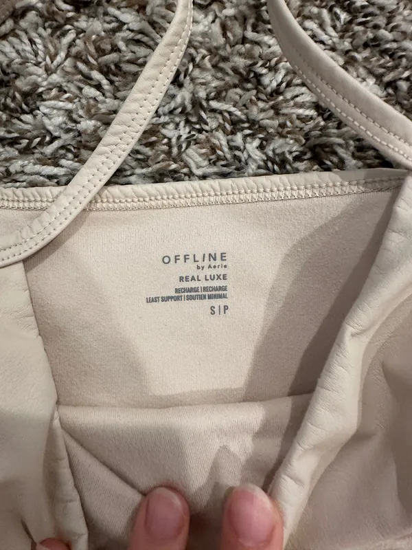 OFFLINE by Aerie faux leather crop top beige - Image 4