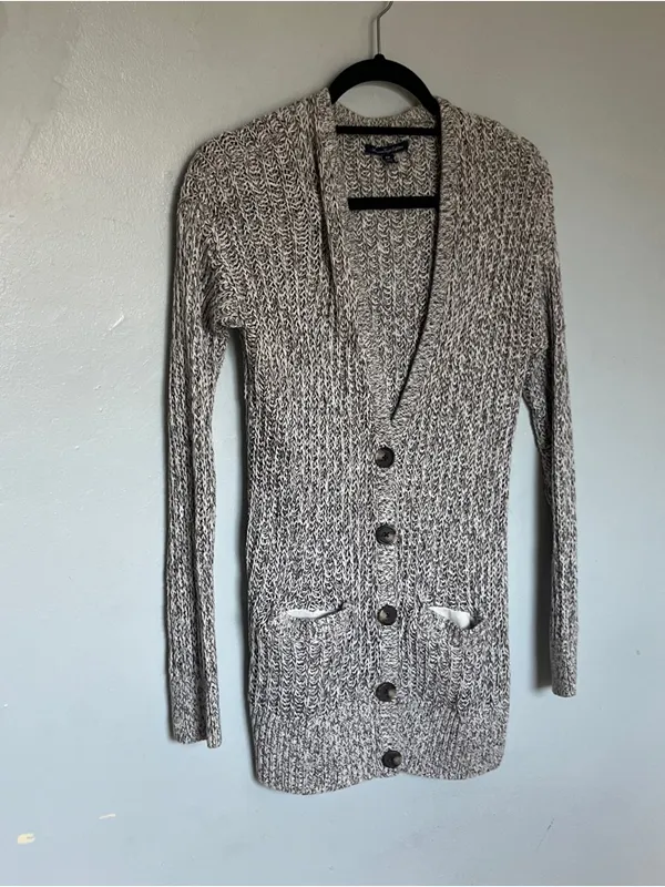 American Eagle Outfitters Marled Gray Button-Up Cardigan - Image 2