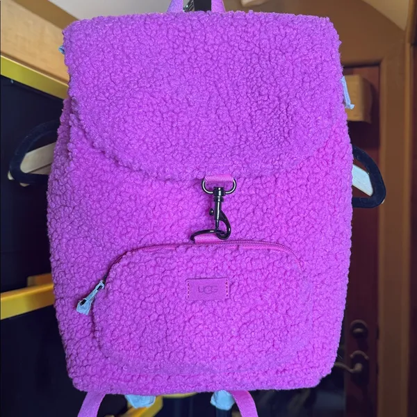 NWT UGG Inara Medium Faux-Sherpa Backpack UGGfluff Fuchsia Pink - Image 15