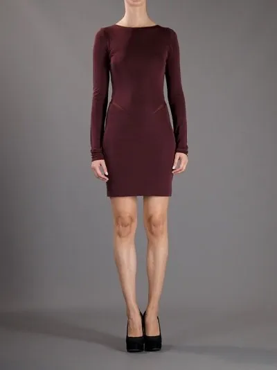 Alexander Wang T by women’s burgundy mesh inset fitted knit dress size small S - Image 7