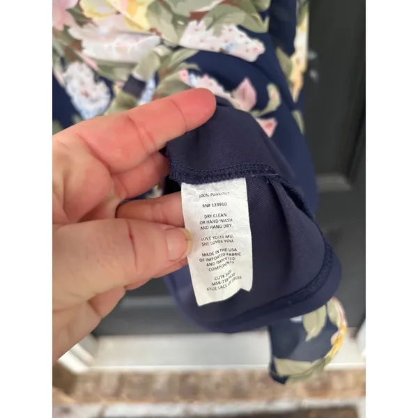 Show Me Your Mumu Kylie Lace Up Floral Dress Navy Blue XS Short Sleeve Mini - Image 6