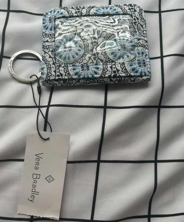 Vera Bradley Floral Keychain Wallet in Blue and White - Image 2