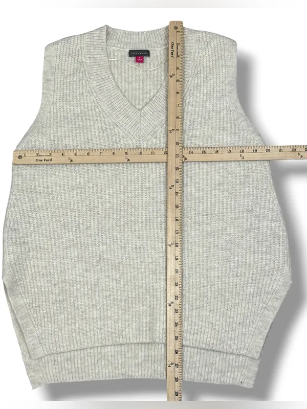 Vince Camuto Oversized V Neck Sleeveless Sweater Vest Beige Small Heritage - Image 11