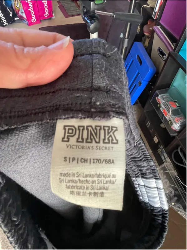 Women's PINK Victoria's Secret Gray & White Track Pants S - Image 3