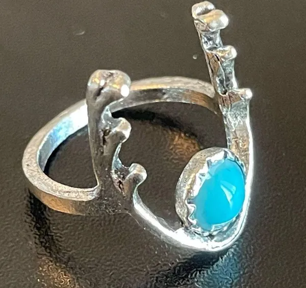 Turquoise stone antler ring size 5.5 - Image 2