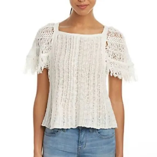 Free People Blackbird Macrame top Ivory comb size XS - Image 3