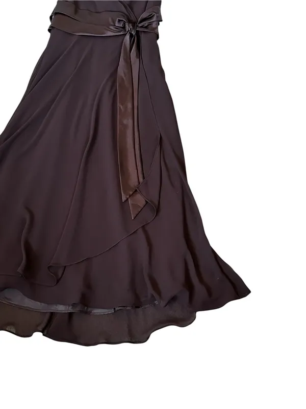 Jones Studio A-Line Midi Dress Satin Waist Bow Tie Flowy Hem Y2K Whimsigoth - Image 3