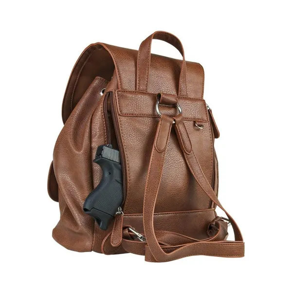 Vism Women's Black Faux Leather Concealed Carry Self Defense Backpack Safety - Image 7