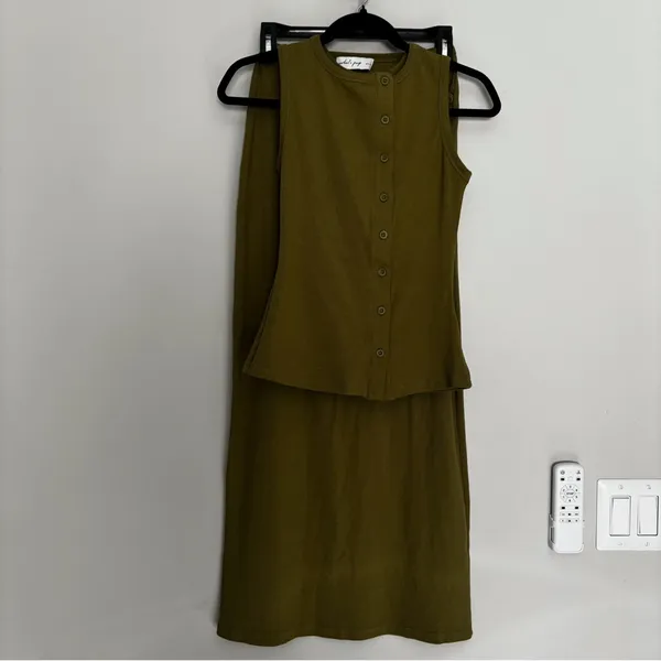 Petal & Pup Adeline Two Piece Set Olive Green Size S - Image 2