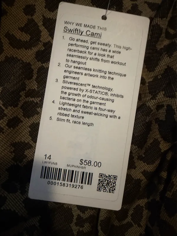 Lululemon Swiftly Cami Mesh Leopard/Night Brown 14 NWT - Image 7
