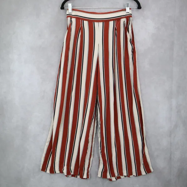 H&M Blown Striped Palazzo Wide Leg Boho Harem Trouser‎ Pull On Pants Small 6 - Image 3