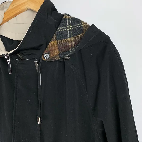 Braefair Black Tan and Plaid Jacket Coat Size L - Image 7