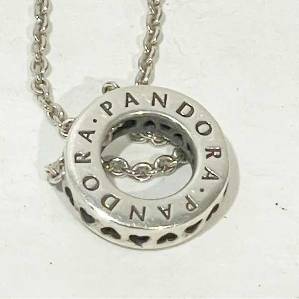 PANDORA 925 Silver Circle of‎ Sparkle Hearts Pendant Necklace 590514CZ - Image 4