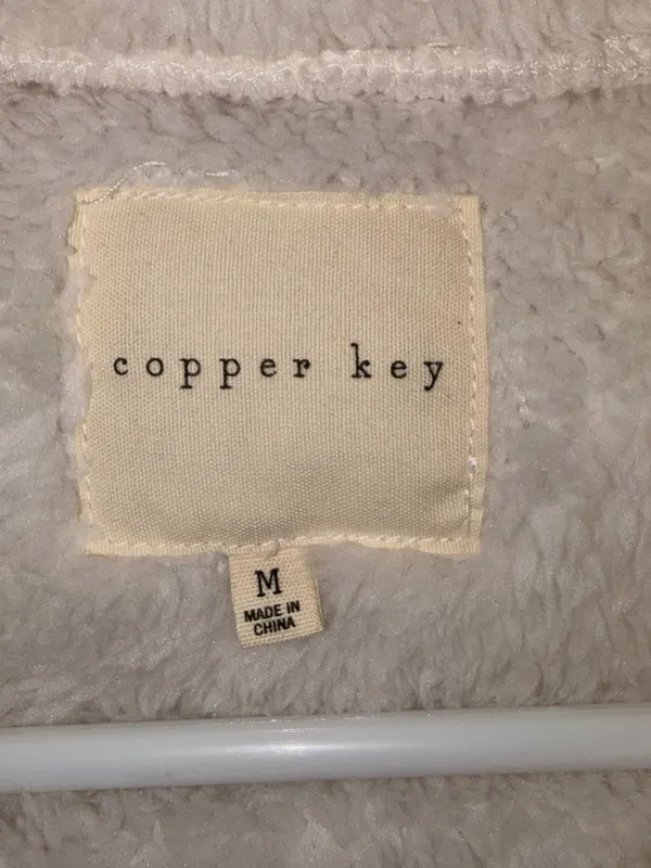 Copper Key Cream Sherpa Fleece Full Zip Jacket Medium - Image 3