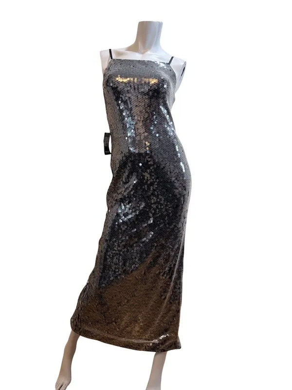 Drapey Shimmering Sparkle Metallic Sequin Corey Slip Dress Ever New Sz 0 - Image 4