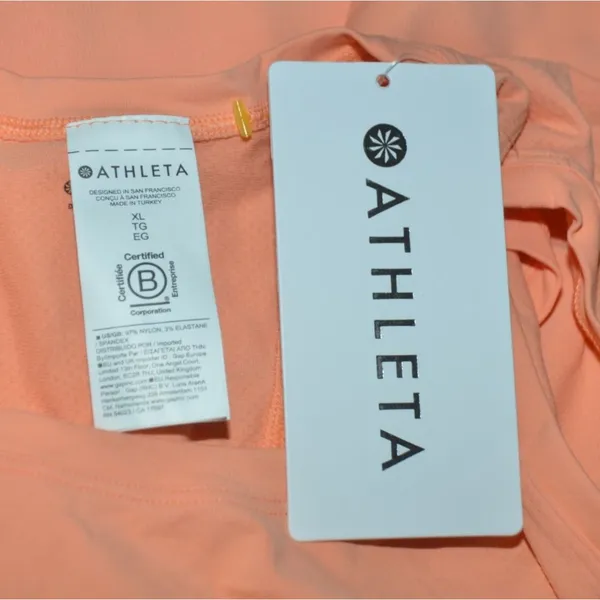 NWT Athleta Momentum 2.0 Seamless Tank Cropped XL Peach Wicking UV Protection - Image 6