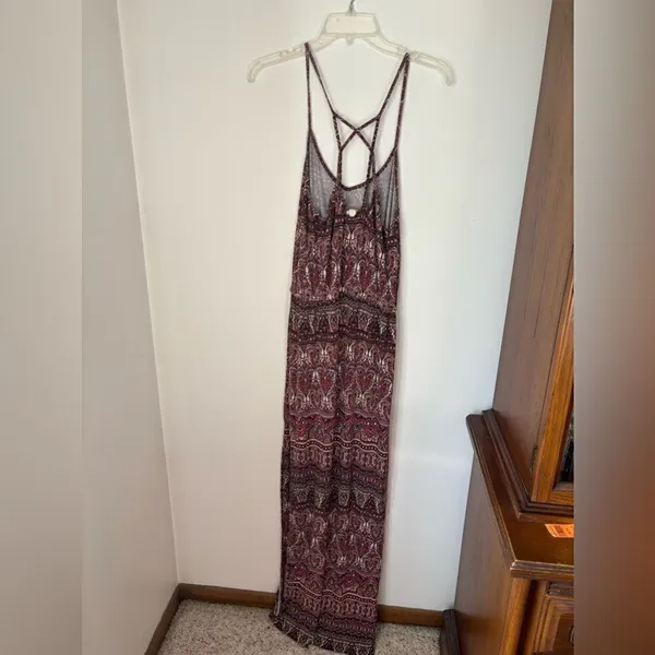American Eagle Soft & Sexy Paisley Print Long Dress Side Slit Size M - Image 9