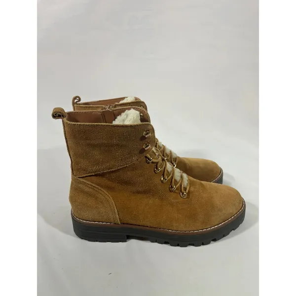 Crown and Ivy Naomi Suede Fur Lined Boots‎ Women 8 Tan Lace Up Combat Outdoors - Image 4