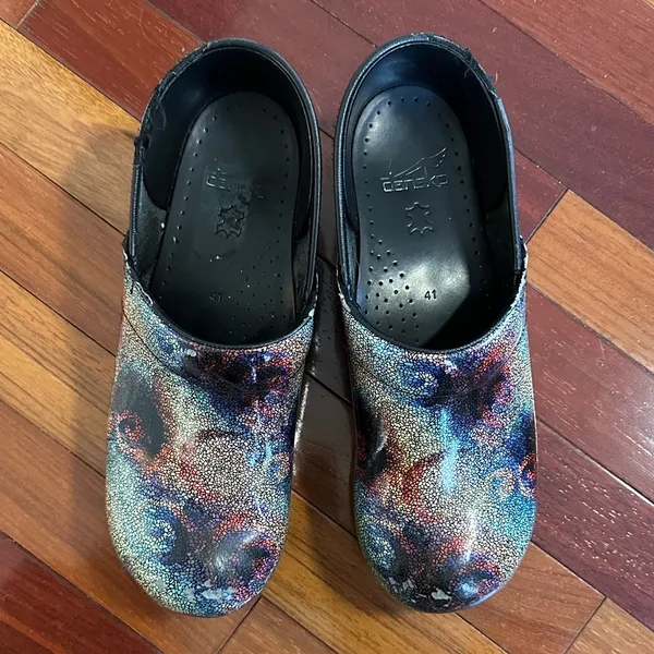 DANSKO Professional Clogs Metallic Patent Leather Abstract Colorful Artsy 41 - Image 4