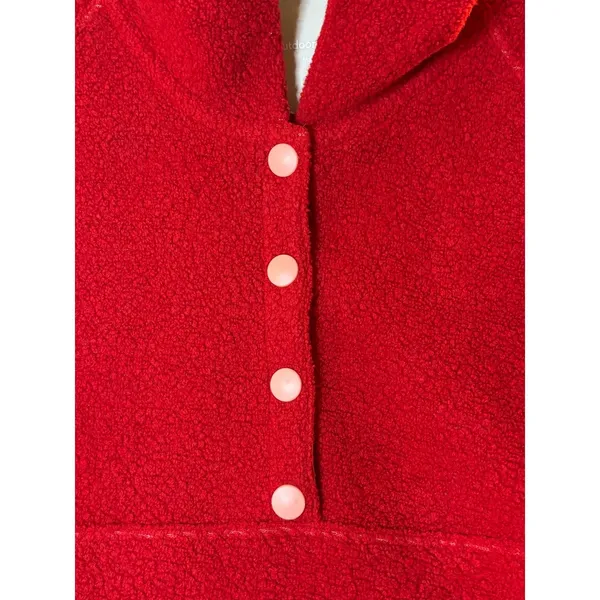 Outdoor Voices MegaFleece Snap Up Hoodie XL Red Wool Blend Fleece Pullover - Image 3