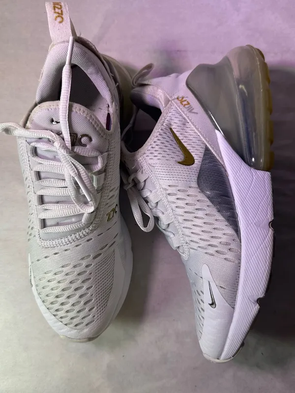 Nike Women's White and Gold Air Max 270 Sneakers - Image 6