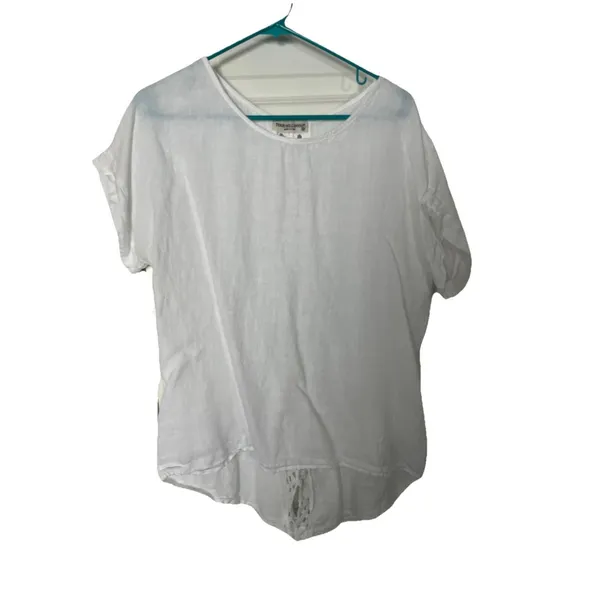 terzo millennio linen top Size M Crochet Back Detail - Image 3