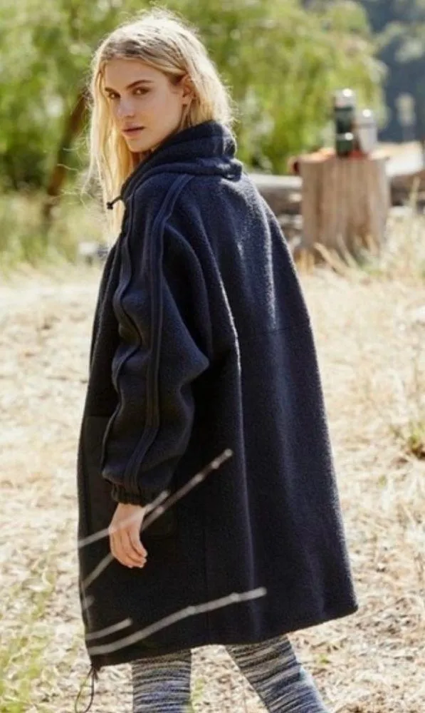 FP Movement glacier fleece jacket black size XS long Sherpa free people coat - Image 2
