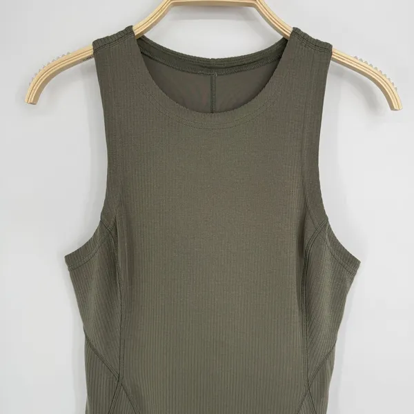 Lululemon Ribbed Softstreme Slim-Fit Tank Dress 8‎ Green Athleisure Casual Mini - Image 4