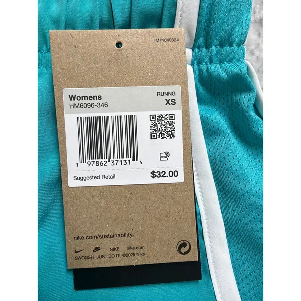 Nike Tempo Womens Running Shorts Teal‎ Blue White Mid Rise 3 Inch Size XS NWT - Image 4