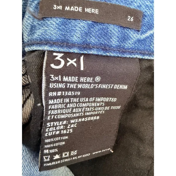 3x1 High‎ Rise Distressed Denim Shorts Button Fly Zac Light Wash Size 26 - Image 5