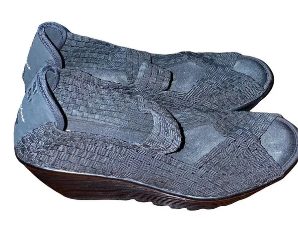 Skechers Walking Platform Slip on Mary Jane Open Toe Shoes Black size 8.5 - Image 8